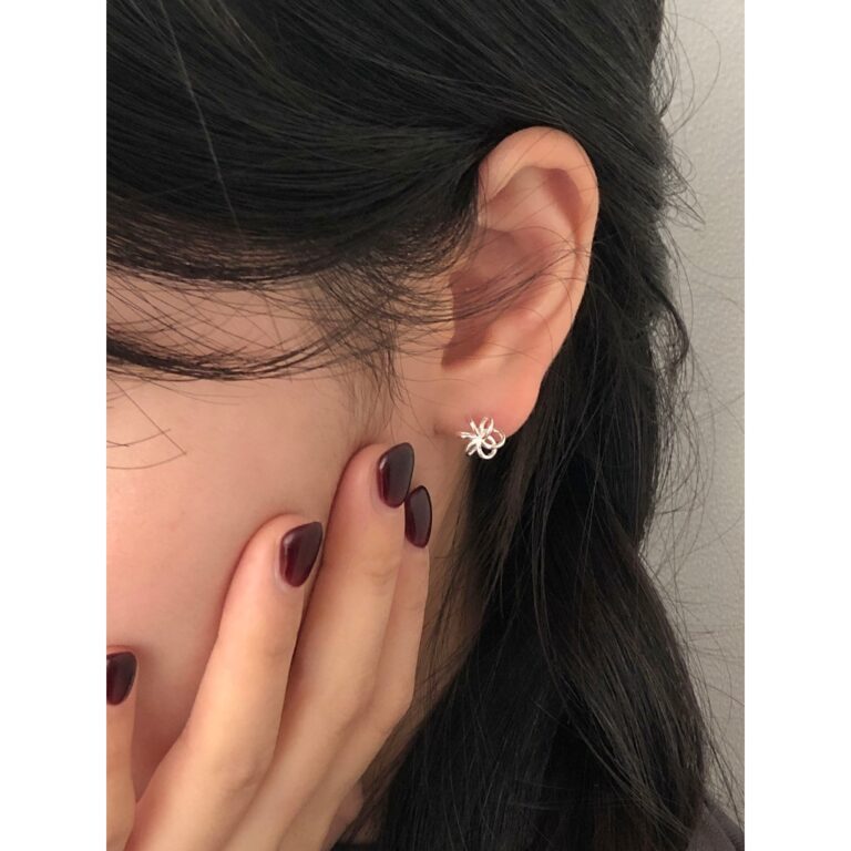 純銀耳釘 em925純銀┃耳釘┃線圈花耳釘