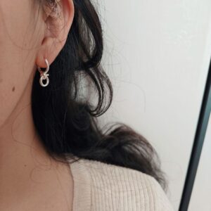 純銀圈式耳環 em925純銀┃耳扣式耳環┃打結雙圈圈扣